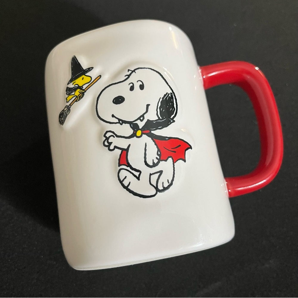 Rae Dunn x Peanuts Halloween Mug — Snoopy & Woodstock “Caution: I Bite”